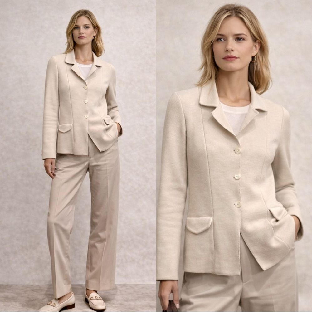 Loro Piana Silk knit blazer jacket in beige ivory
